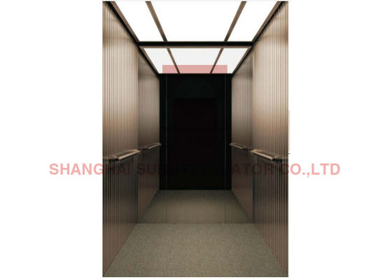 400 किग्रा वीवीवीएफ आवासीय लिफ्ट गुलाब सोना नक़्क़ाशीदार स्टेनलेस स्टील के साथ लिफ्ट